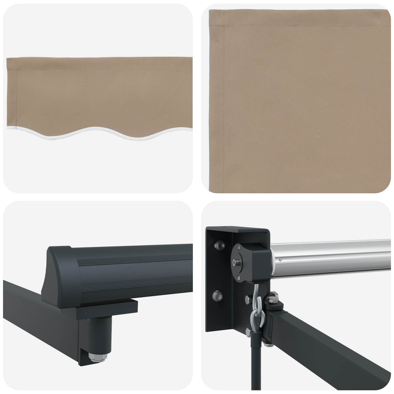 Einziehbare Markise Beige 350 x 250 cm Polyester und Aluminium