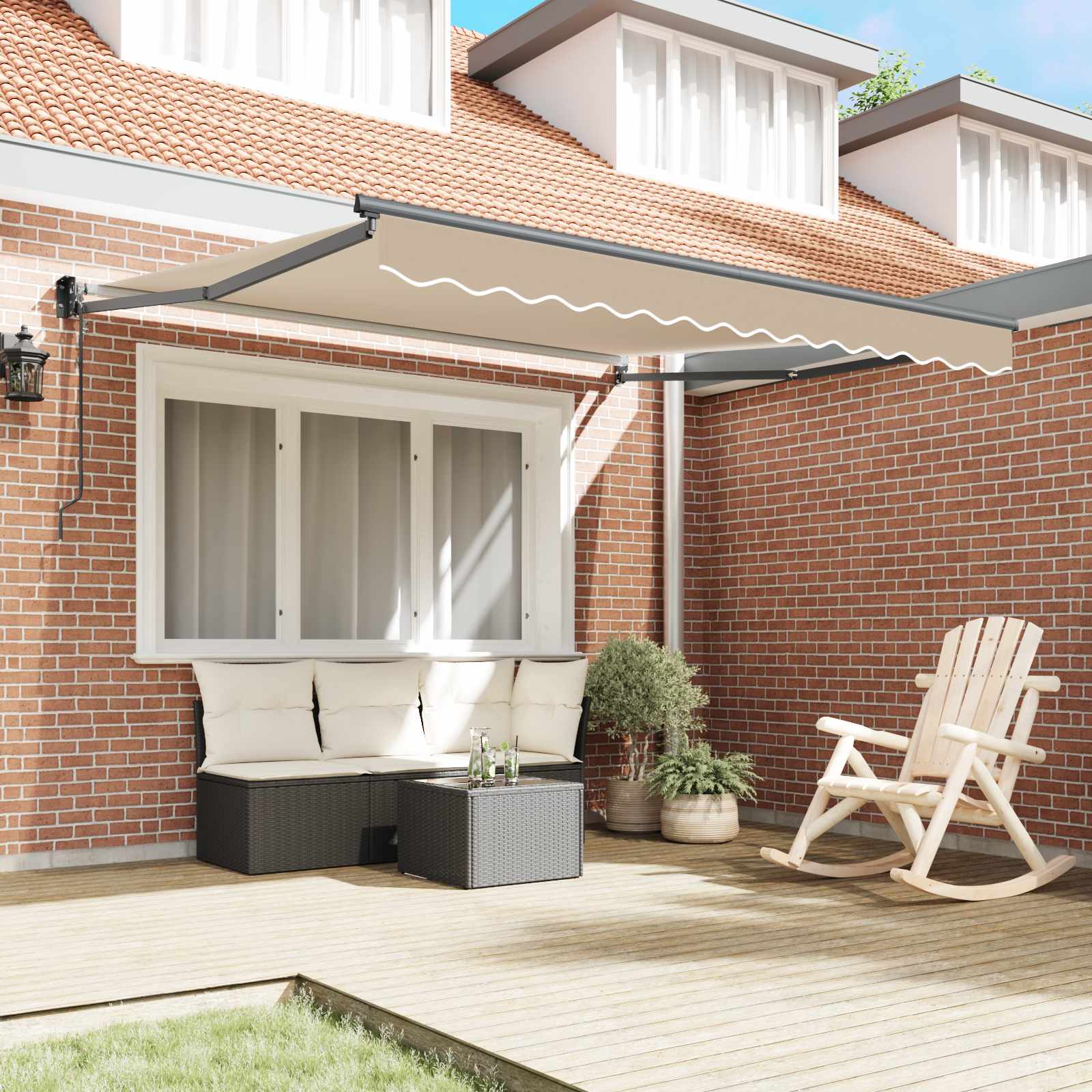 Einziehbare Markise Beige 350 x 250 cm Polyester und Aluminium