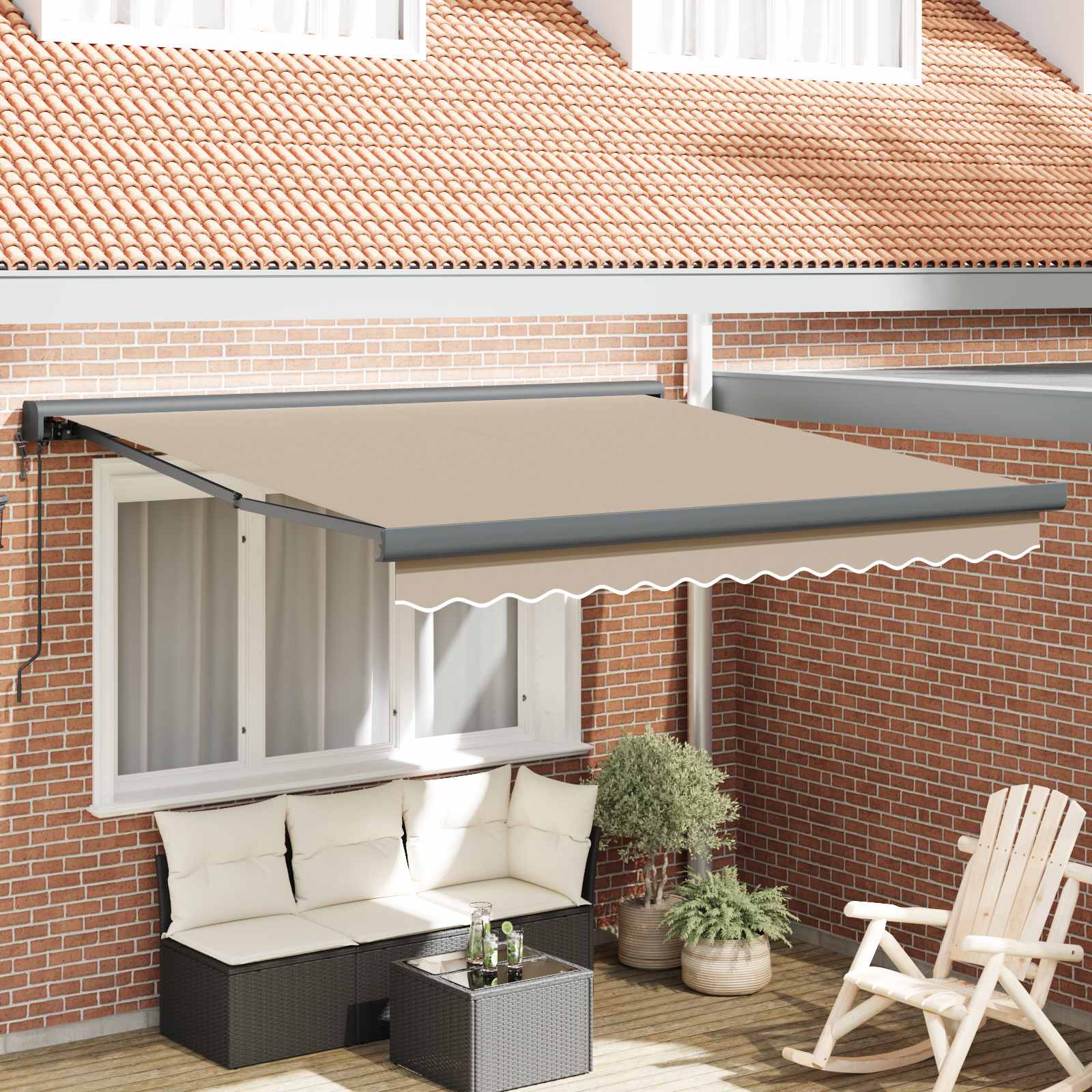 Markise Beige 350 x 250 cm Polyester und Aluminium