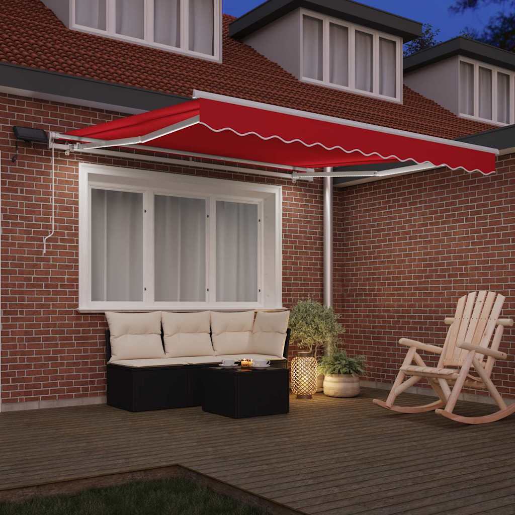 Einziehbare Markise Rot 350 x 250 cm Stoff und Stahl