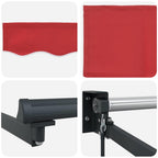 Einziehbare Markise Rot 350 x 250 cm Polyester und Aluminium