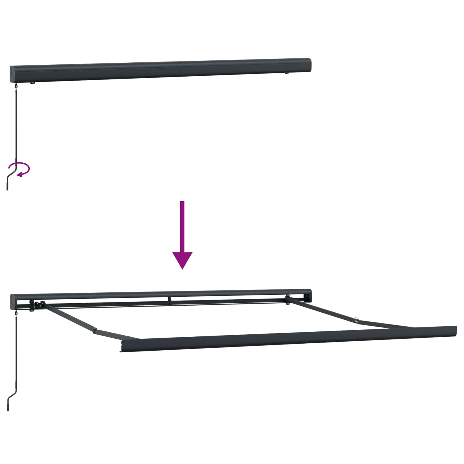 Einziehbare Markise Rot 350 x 250 cm Stoff und Metall