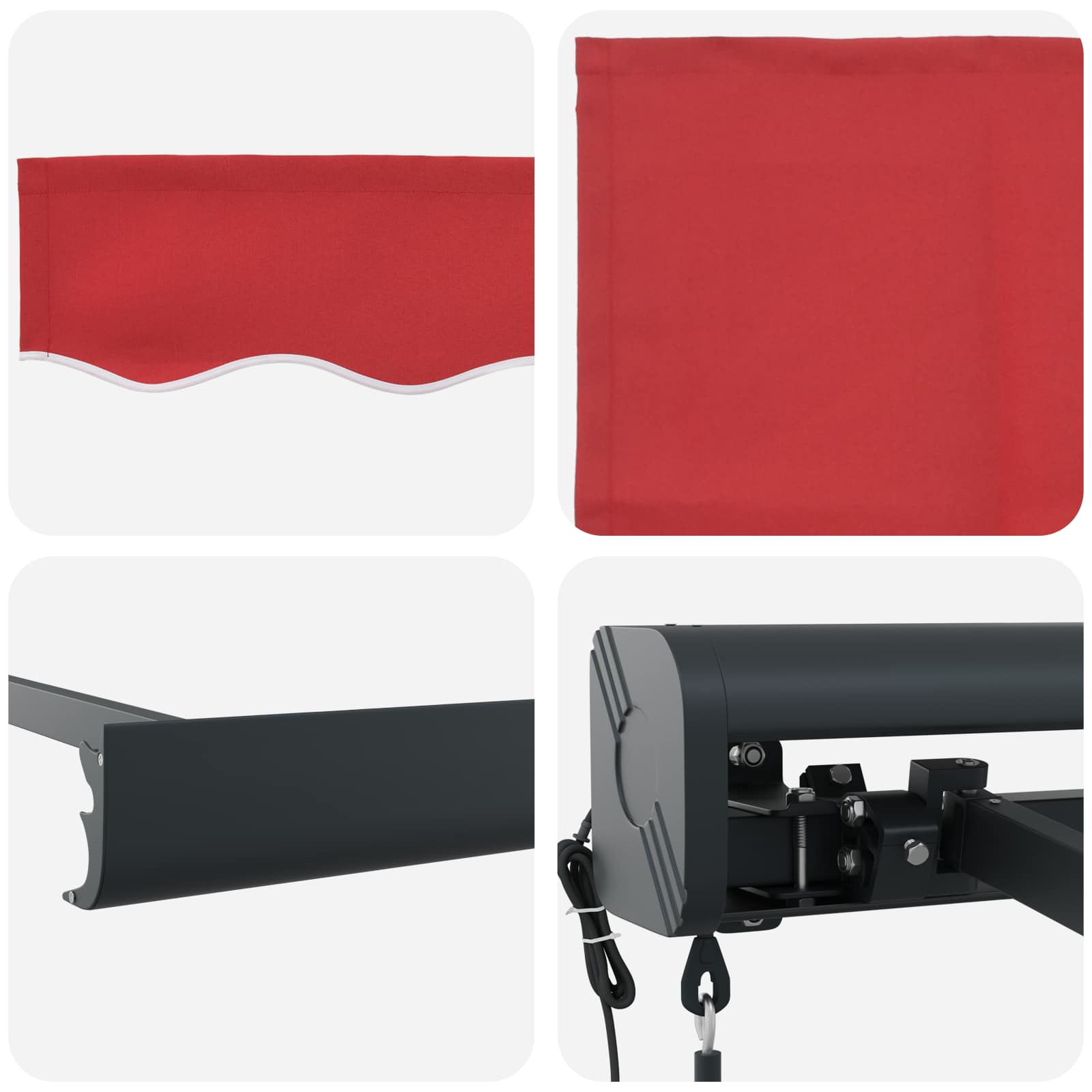 Markise Rot 350 x 250 x 165 cm Polyester und Aluminium