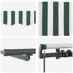 Einziehbare Markise Grün und Weiß 350 x 250 cm Stoff