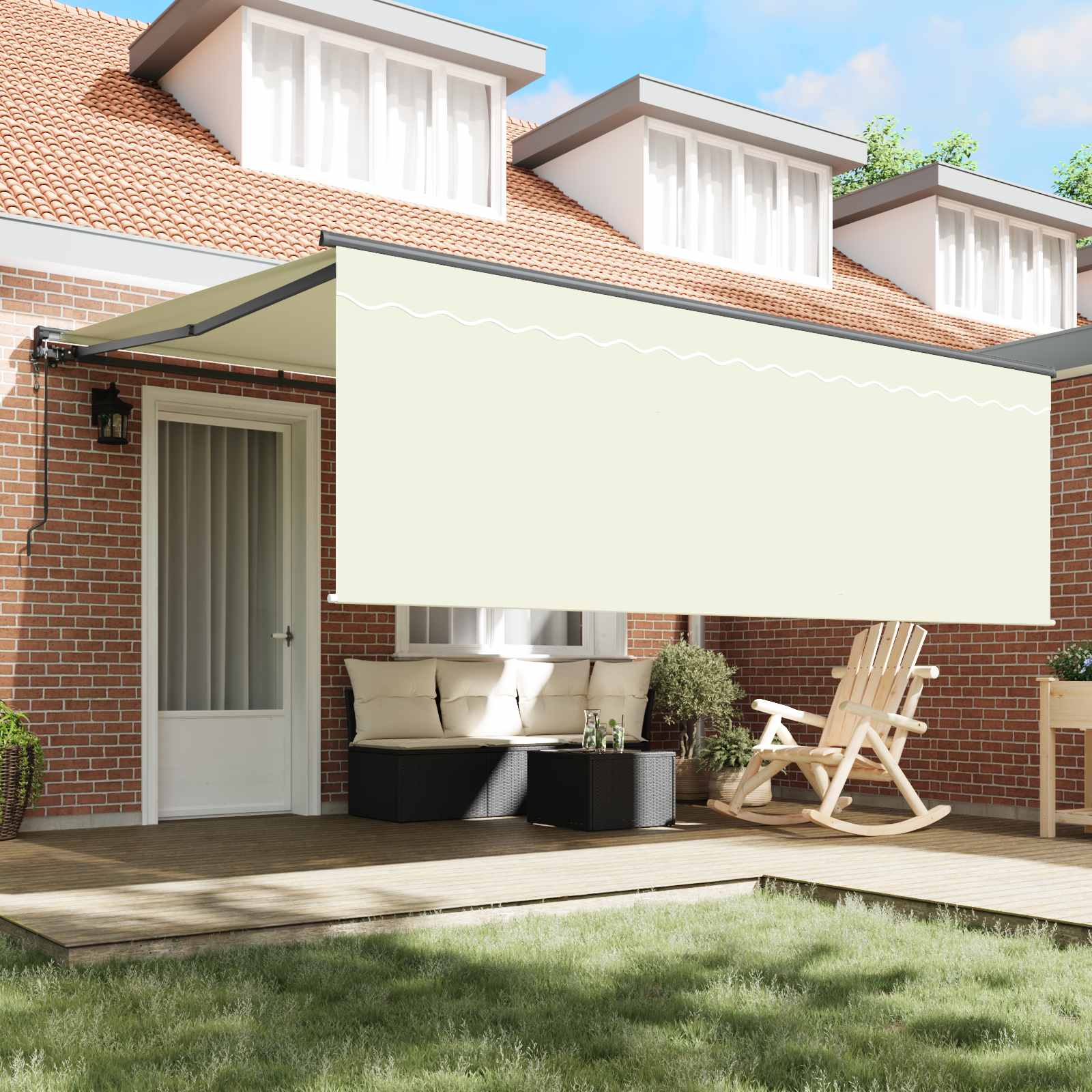 Einziehbare Markise Creme 400 x 300 cm Polyester und Aluminium