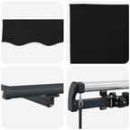Einziehbare Markise Schwarz 400 x 300 cm Polyester und Stahl