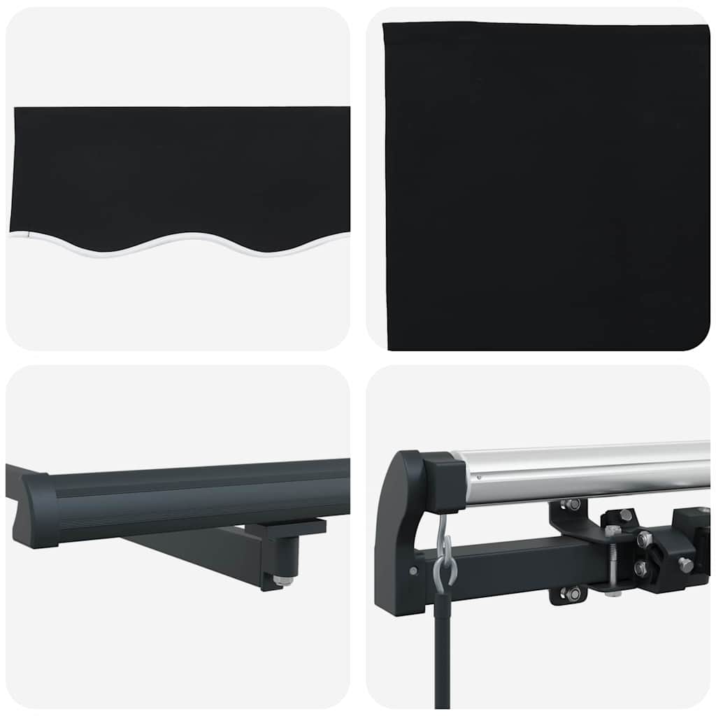 Einziehbare Markise Schwarz 400 x 300 cm Polyester und Stahl
