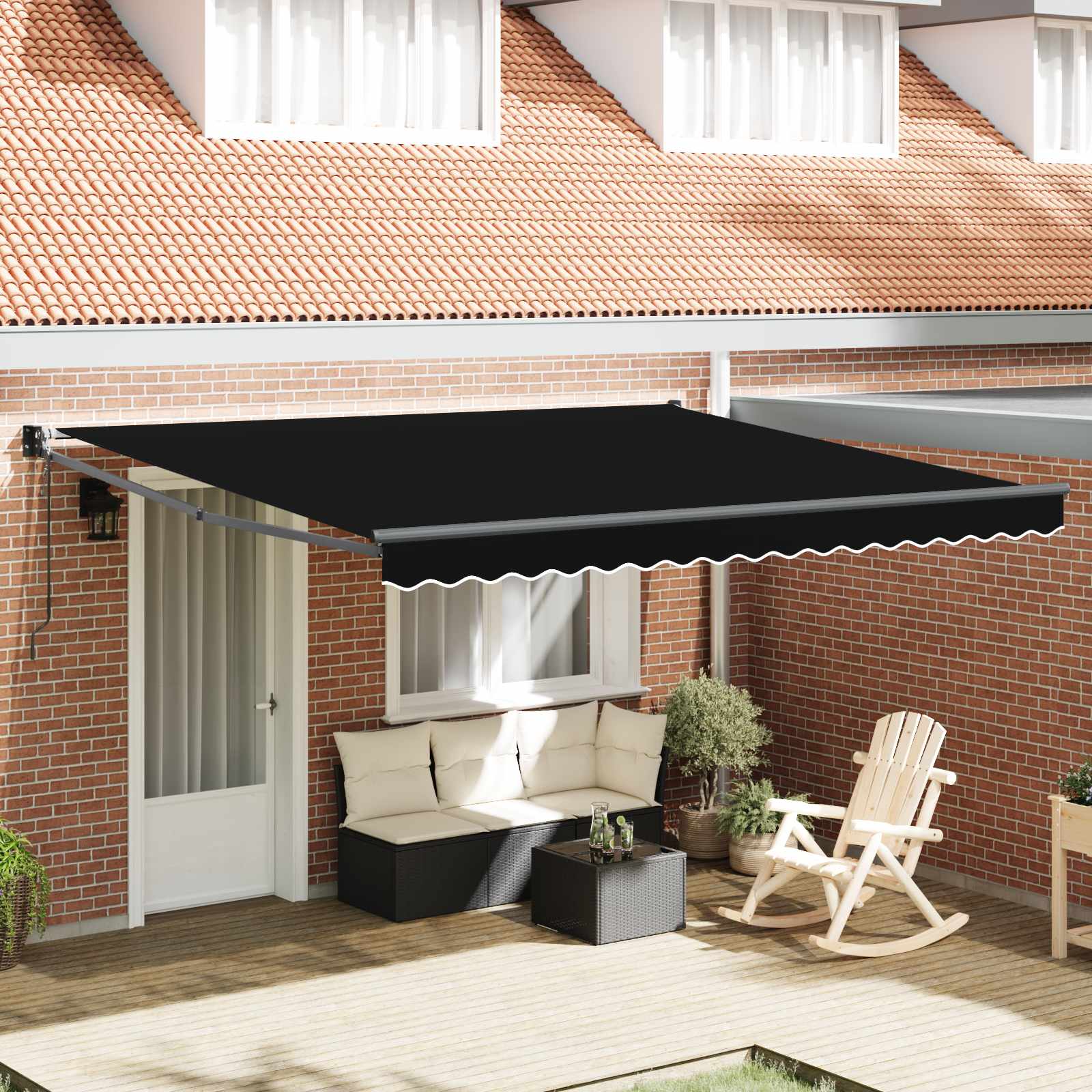 Einziehbare Markise Schwarz 400 x 300 cm