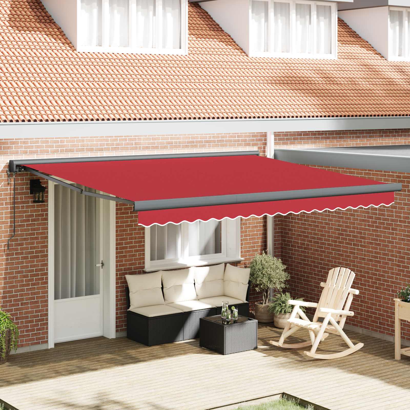 Markise Rot 400 x 300 x 165 cm Polyester und Aluminium