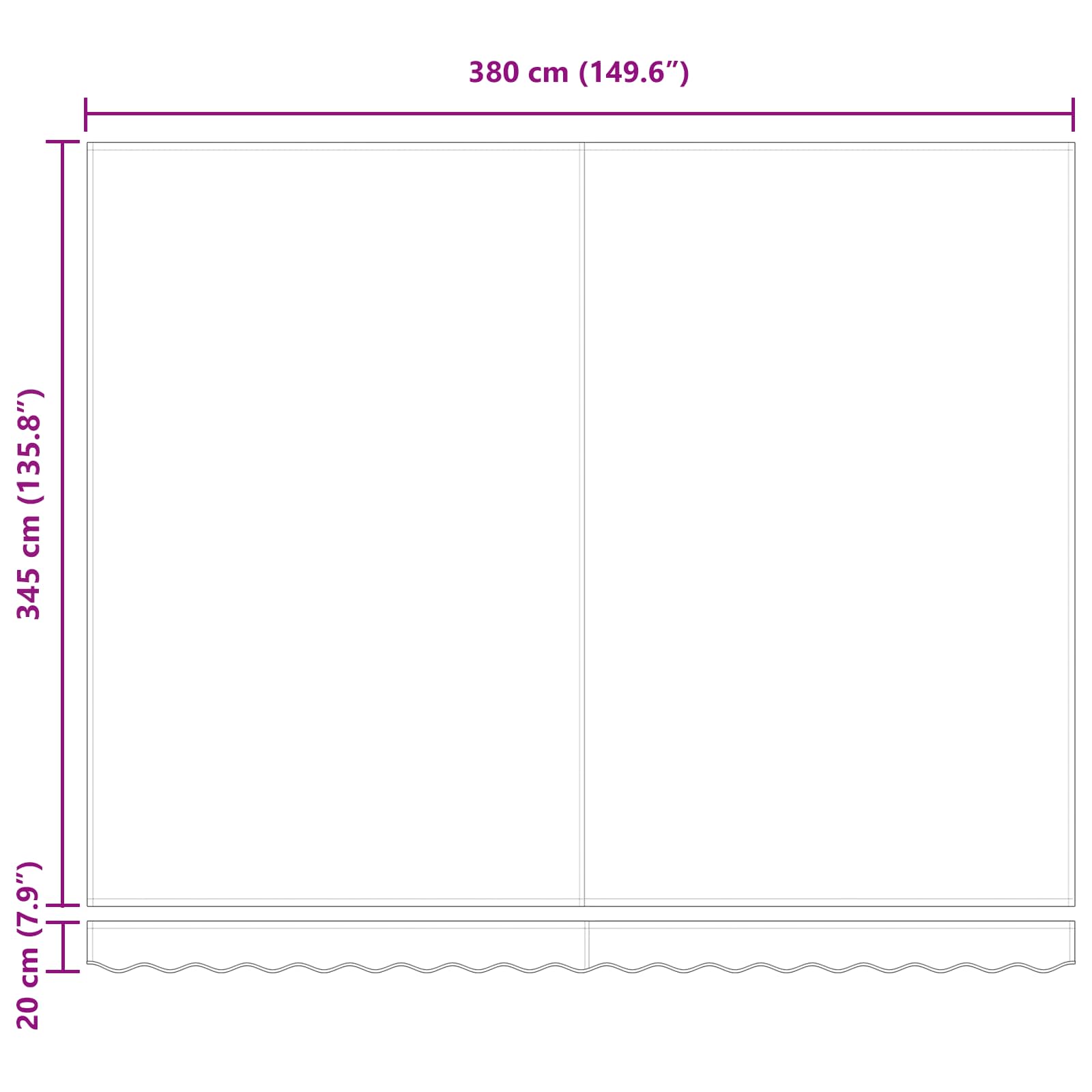 Markise Beige 400 x 350 cm Polyester und Metall