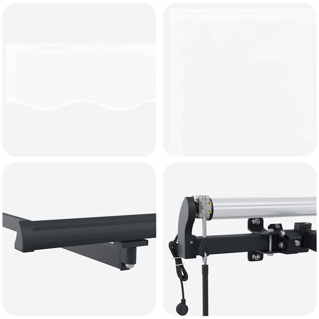 Einziehbare Markise Weiß 400 x 350 cm Stoff und Aluminium