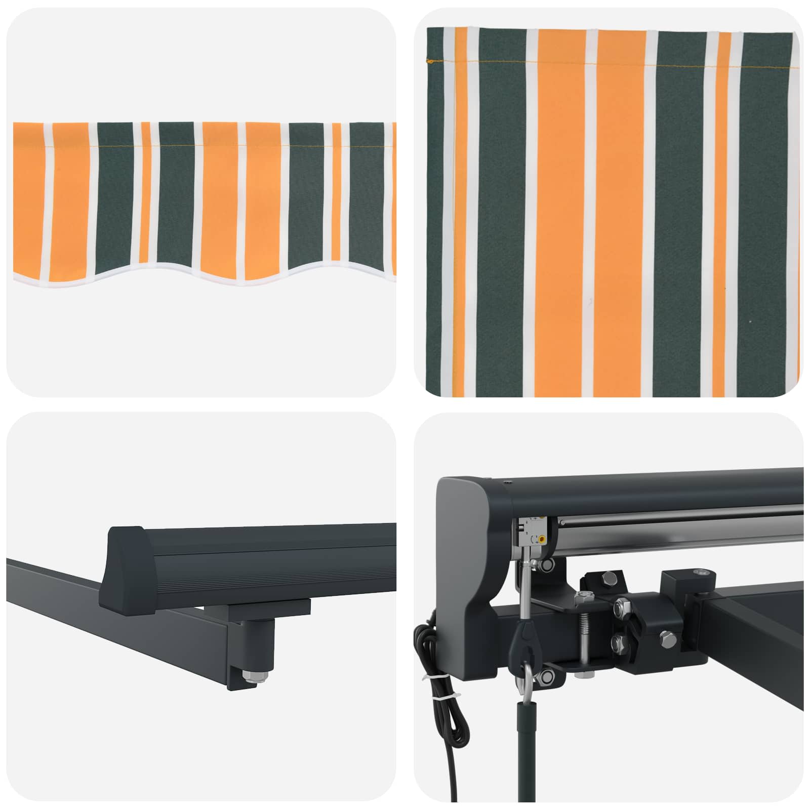 Markisenstoff Grün und Weiß 400 x 350 cm Polyester