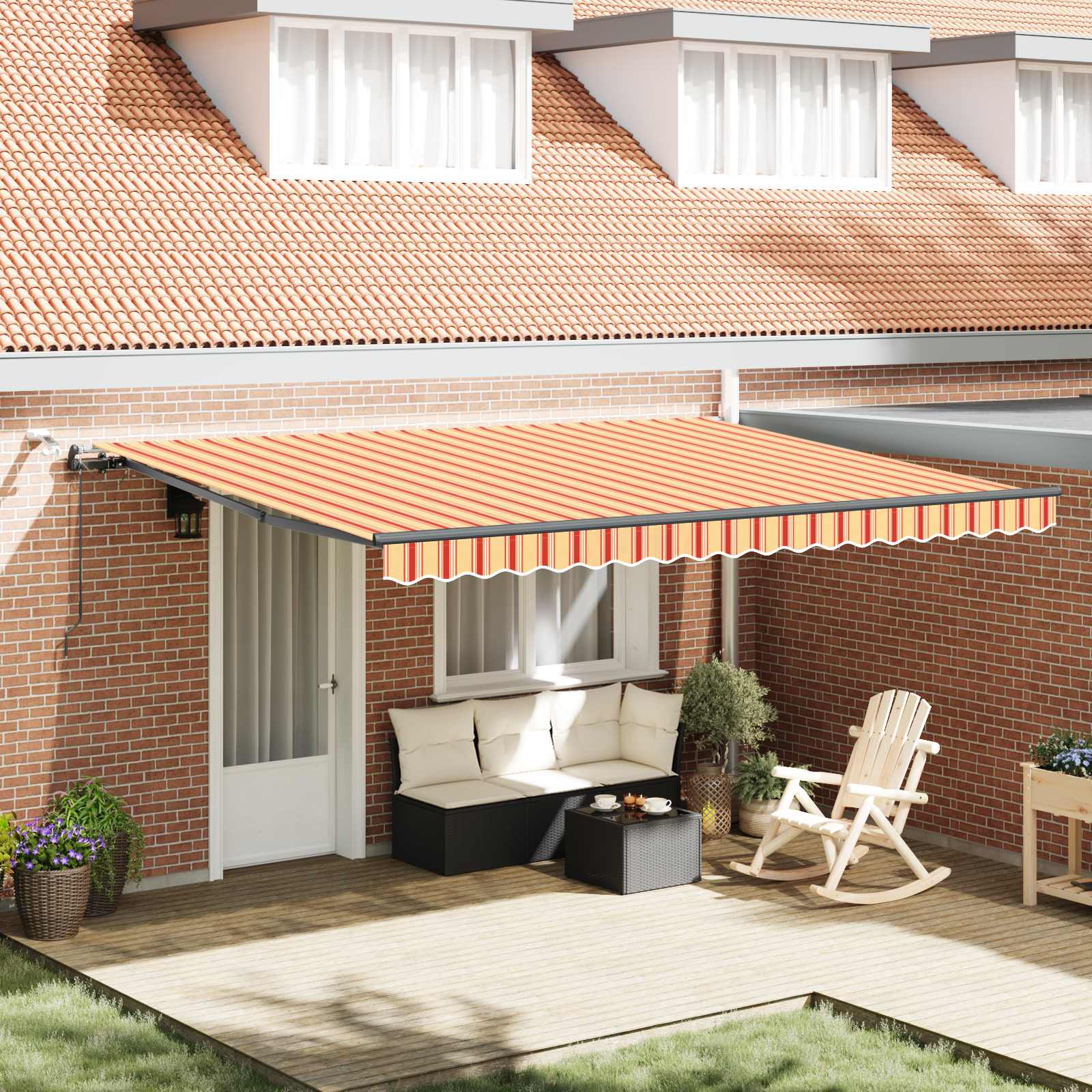 Markisenstoff Gelb und Orange 450 x 300 cm Polyester