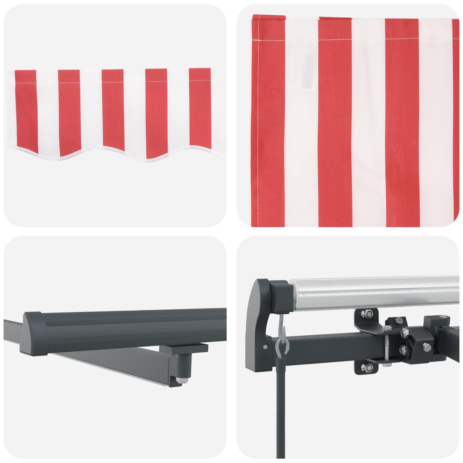 Einziehbare Markise Rot und Weiß 450 x 350 cm Stoff