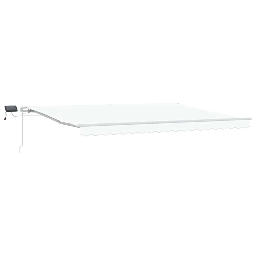 Einziehbare Markise Weiß 450 x 350 cm Stoff und Stahl