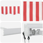 Markise Rot und Weiß 500 x 300 cm Polyester und Aluminium