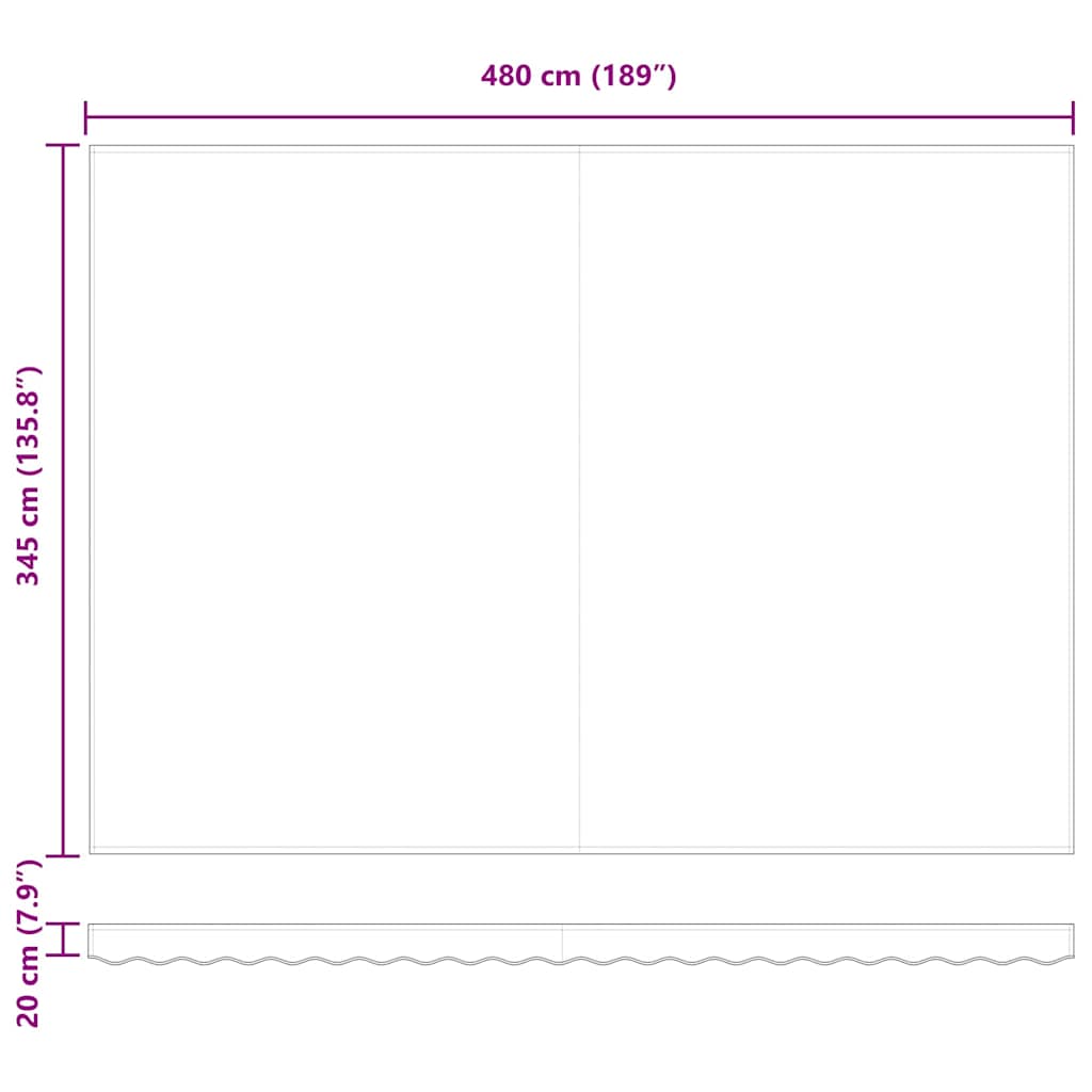 Einziehbare Markise Weiß 500 x 350 cm Polyester und Aluminium