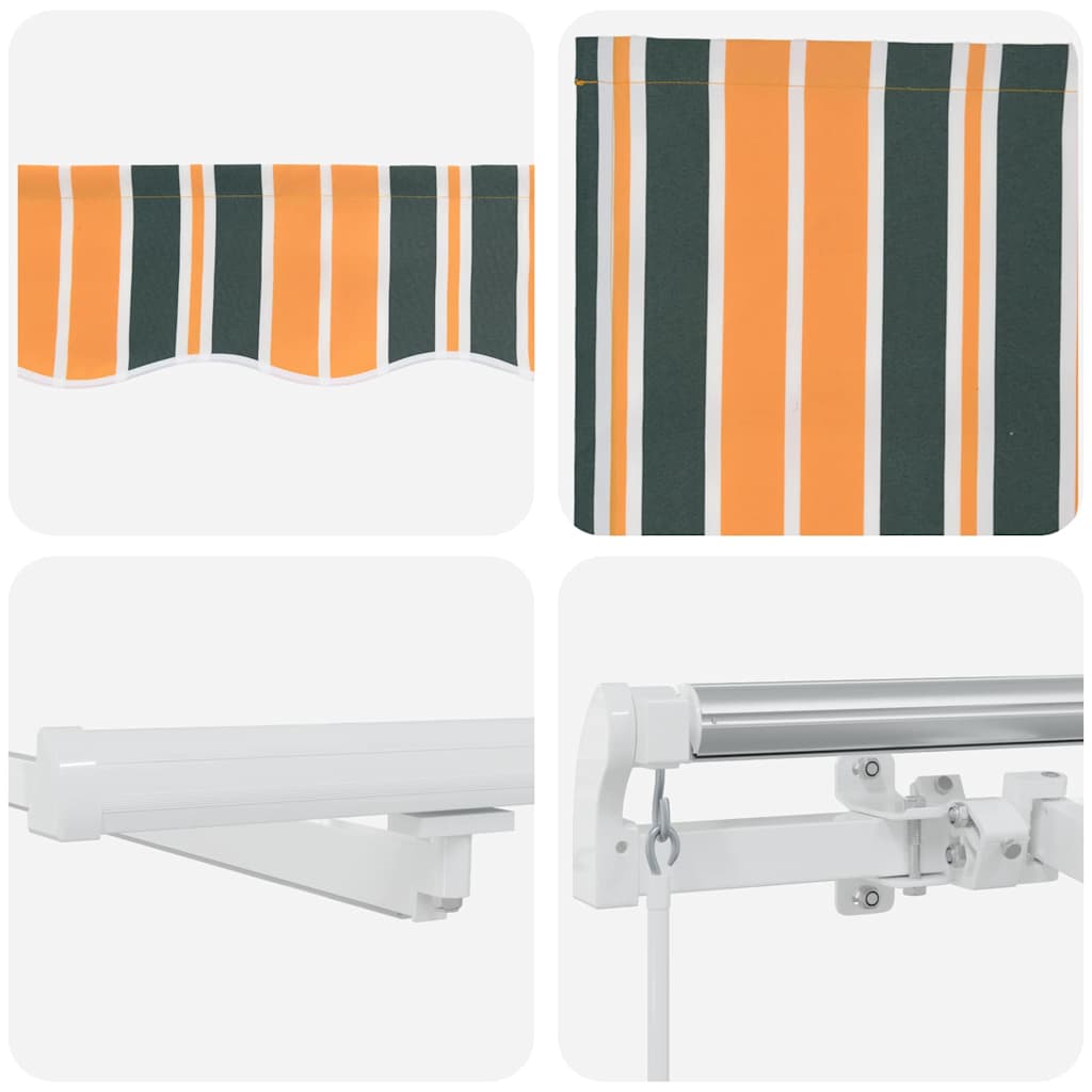 Einziehbare Markise Grün und Gelb 500 x 350 cm Stoff und Stahl