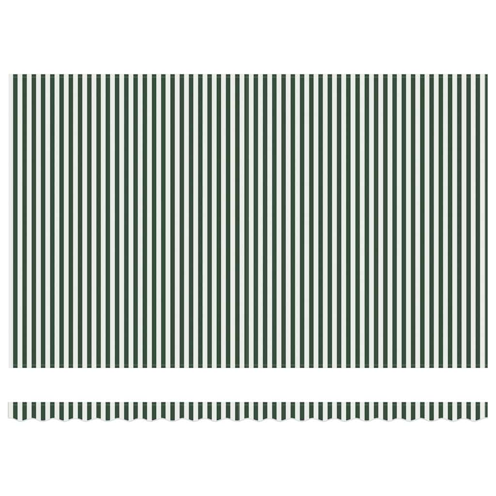 Einziehbare Markise Grün und Weiß 500 x 350 cm Stoff und Stahl