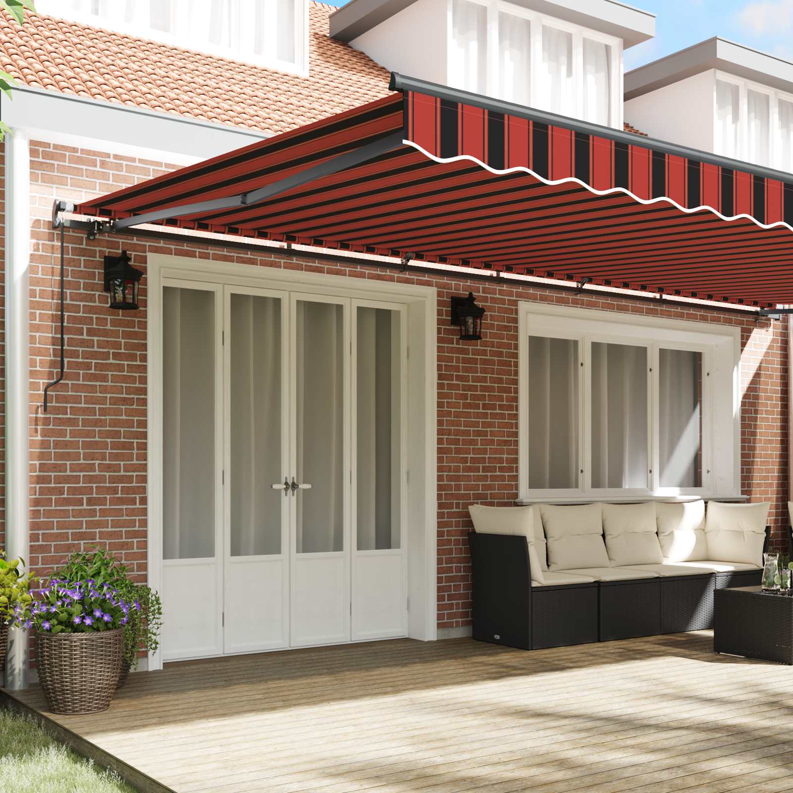 Einziehbare Markise Orange und Braun 600 x 350 cm