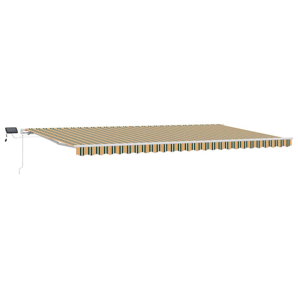 Einziehbare Markise Grün und Gelb 600 x 350 cm Stoff und Stahl