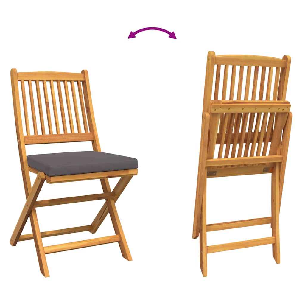 Klappstuhl mit Kissen 2 pcs Braun Massivholz Akazie