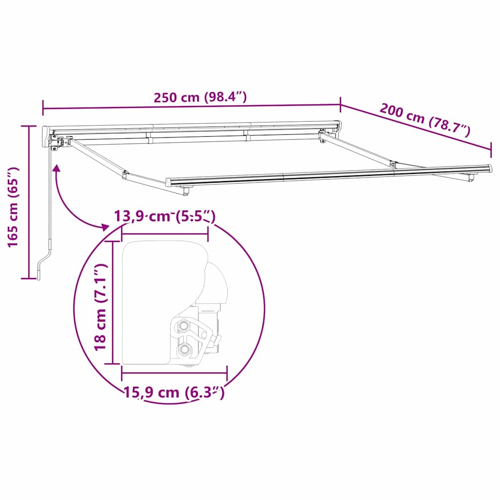 Markisenrahmen Verstellbar Weiß 2,5 x 2 m Stahl