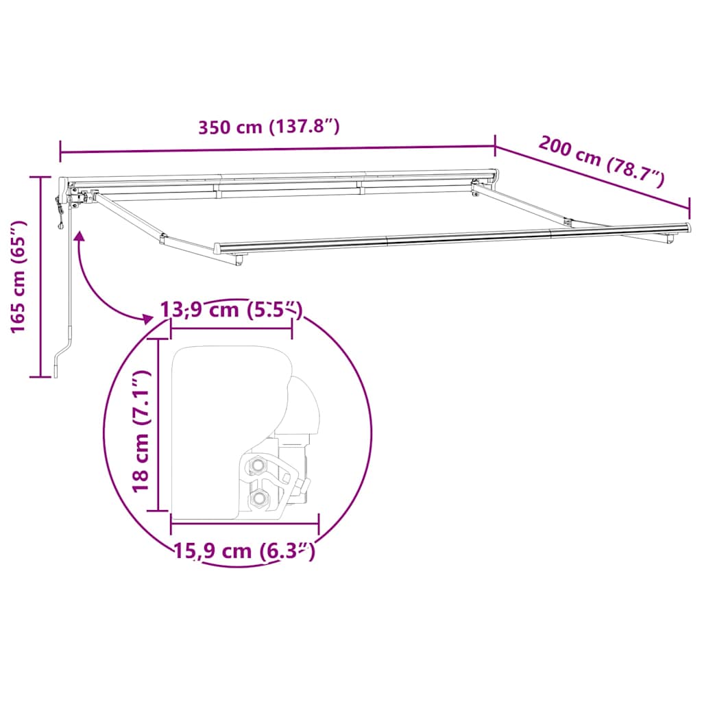 Markisenrahmen Verstellbar Weiß 3,5 x 2 m Stahl