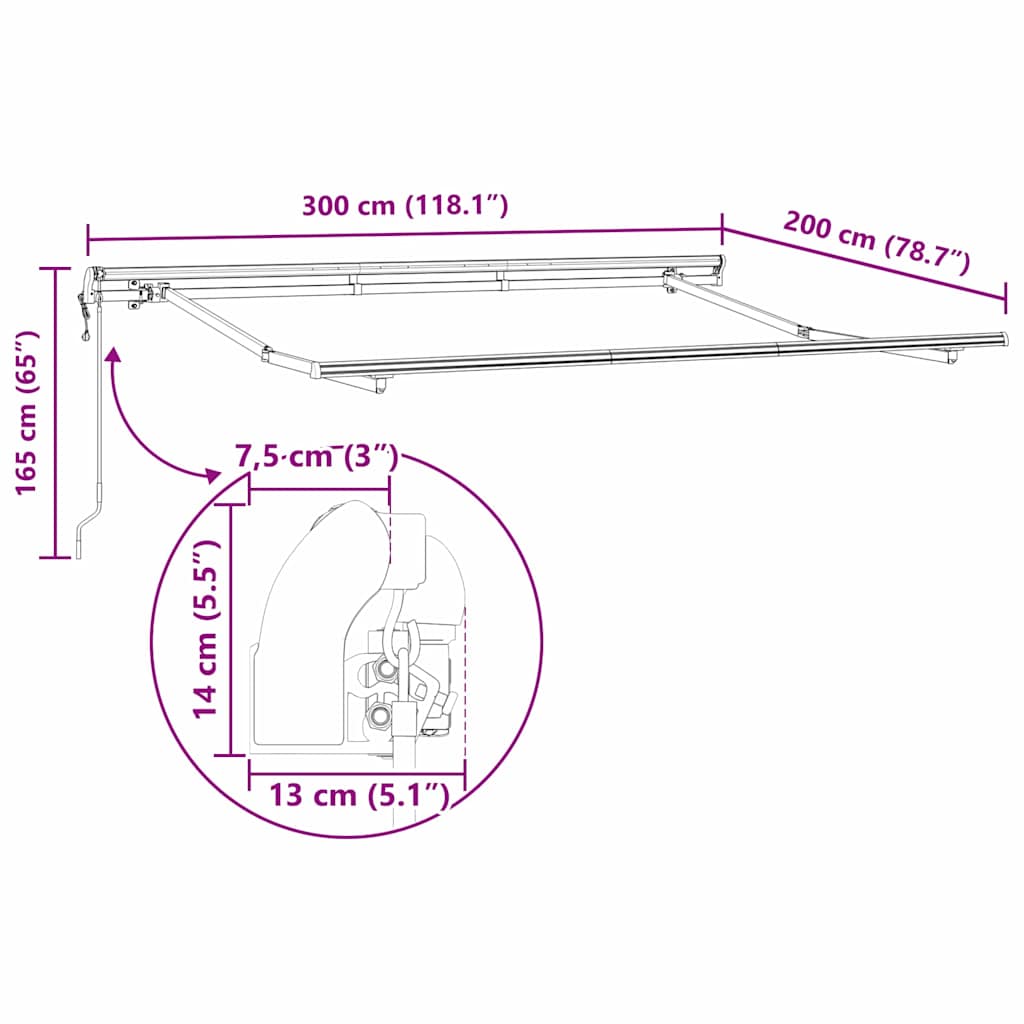Markisenrahmen Weiß 3 x 2 m Metall