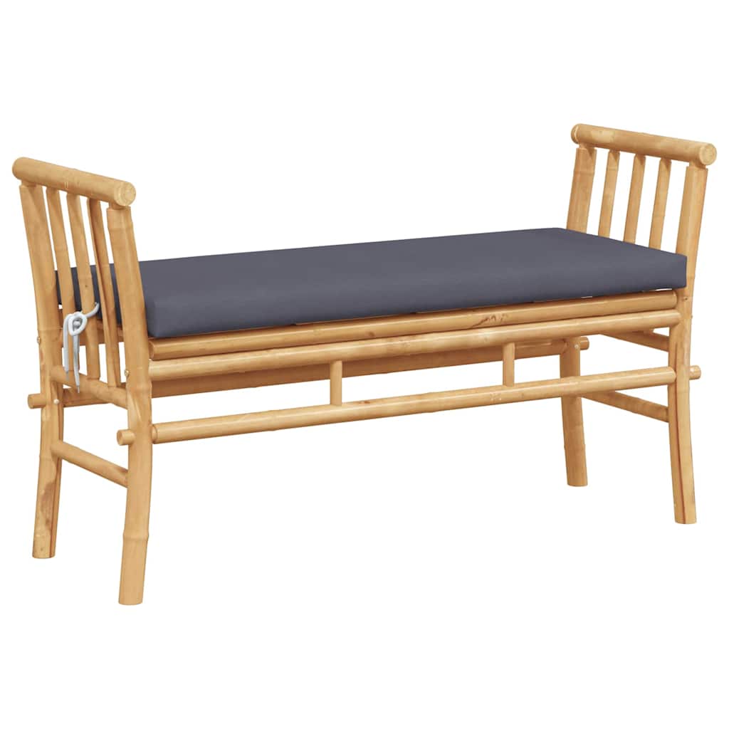 Gartenbank mit Kissen Braun 110 x 38 x 65cm Bambus