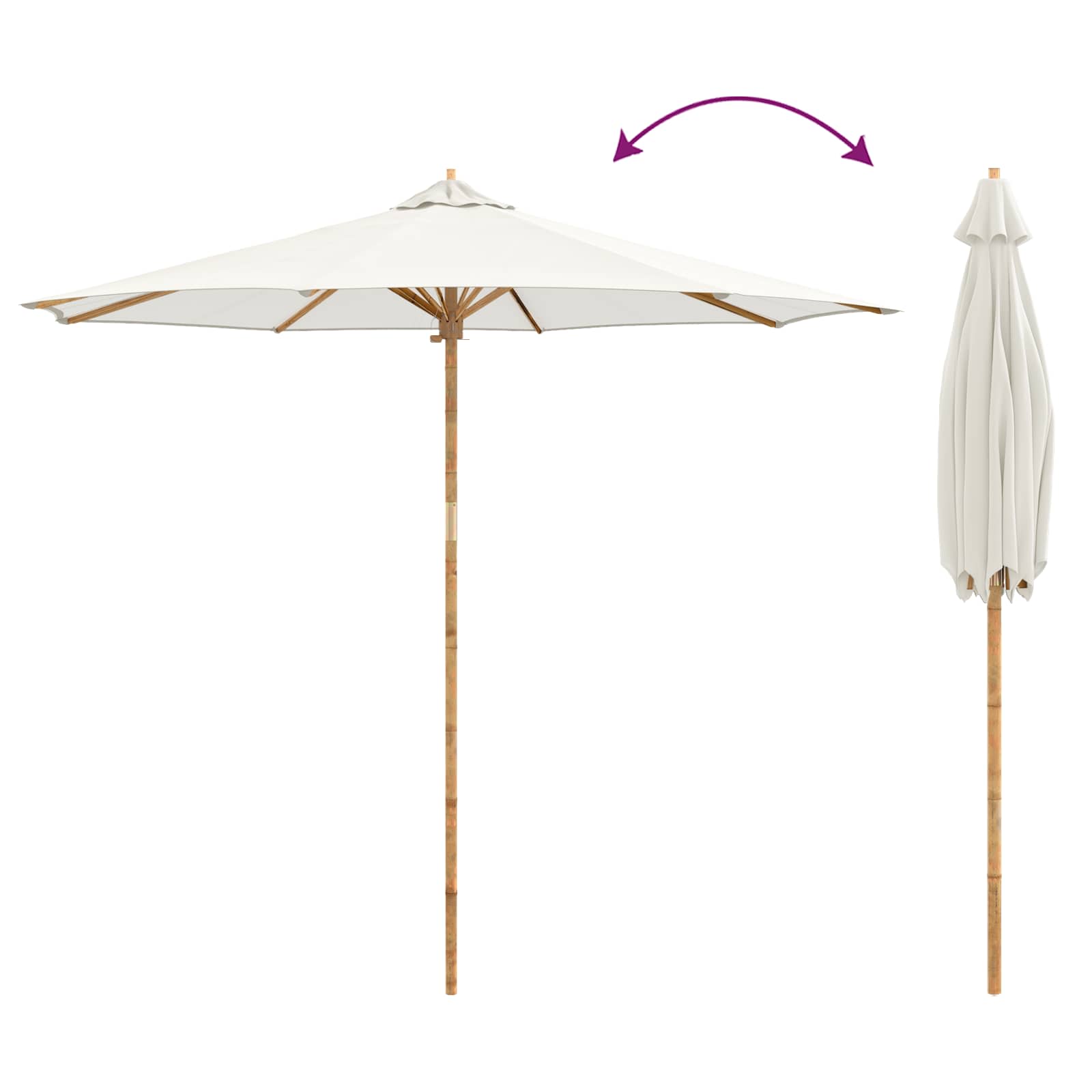 Garten-Sonnenschirm Cremeweiß Ø 270 x 260 cm Bambus