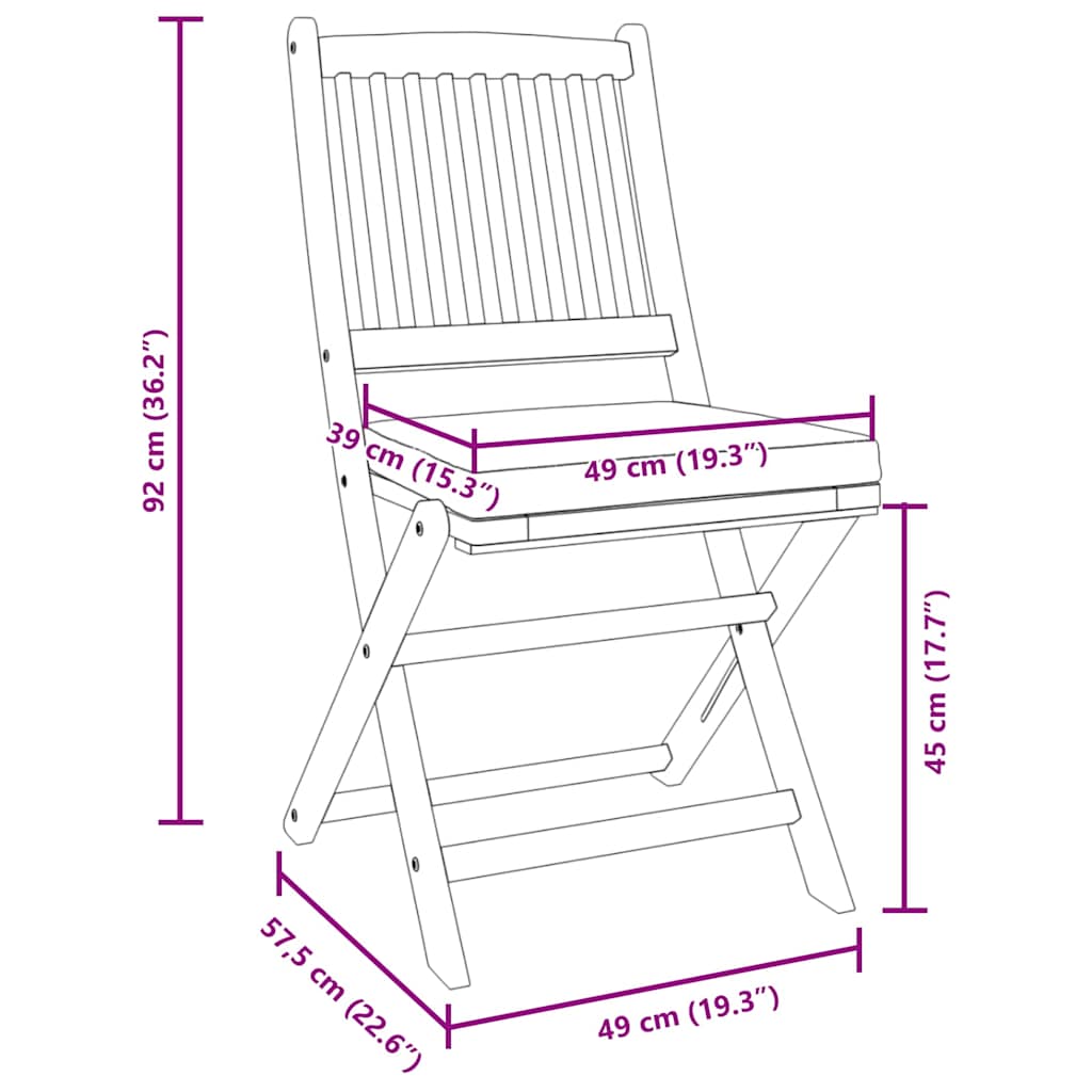Klappstuhl 4 pcs Grau 49 x 57,5 x 92 cm Massivholz Akazie