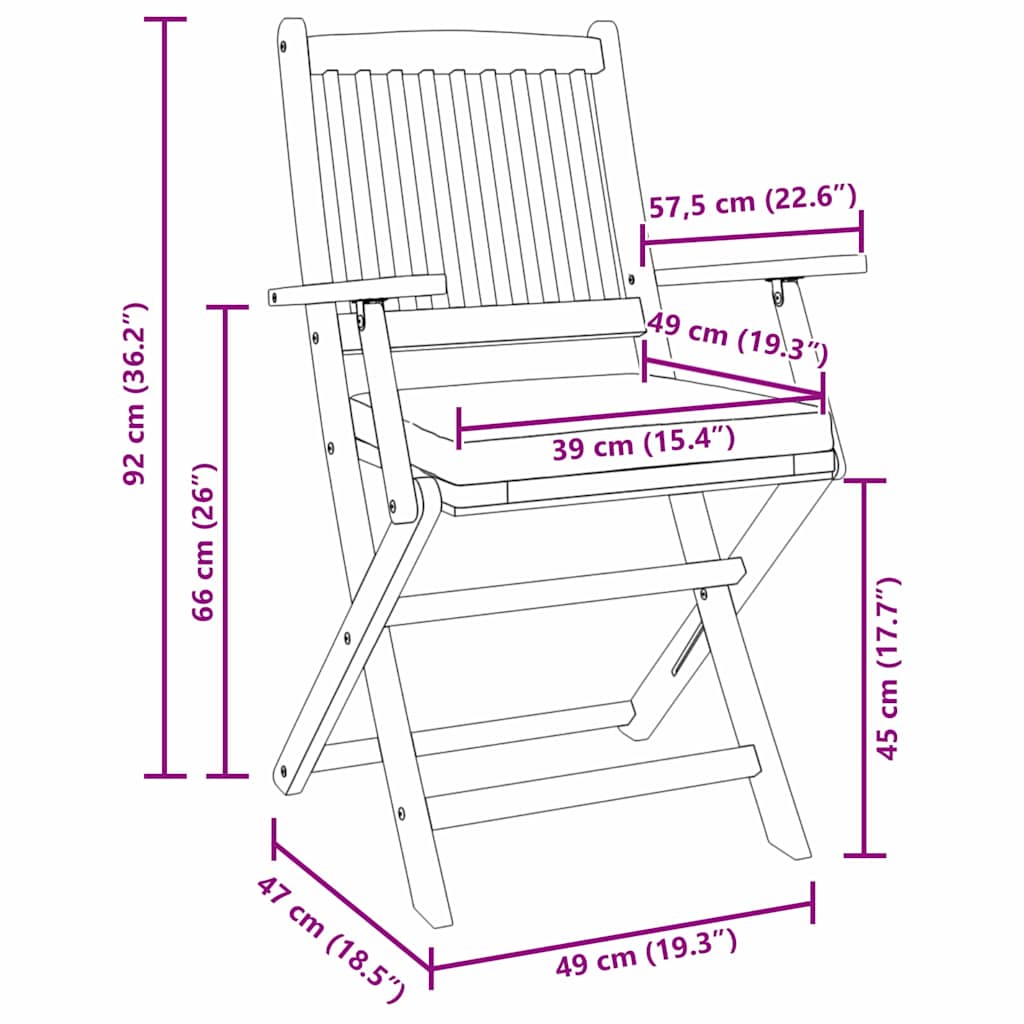 Klappstuhl 6 pcs Grau 49 x 57,5 x 92 cm Massivholz Akazie