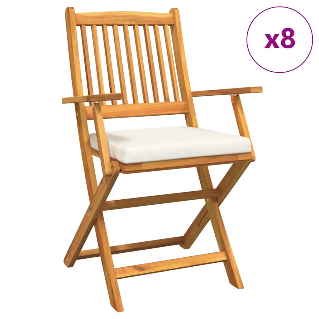 Klappstuhl 8 pcs Weiß 49 x 57,5 x 92 cm Massivholz Akazie