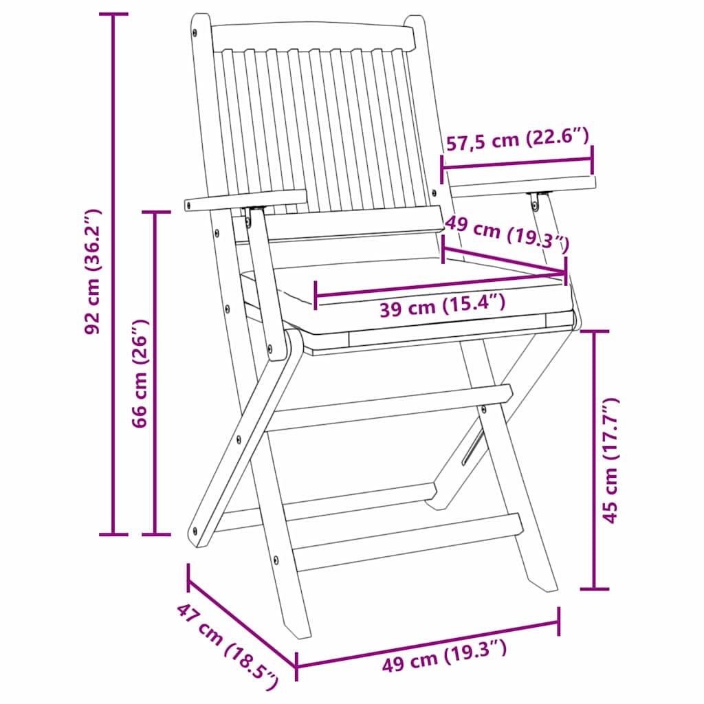 Klappstuhl 8 pcs Weiß 49 x 57,5 x 92 cm Massivholz Akazie