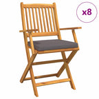 Klappstuhl 8 pcs Grau 49 x 57,5 x 92 cm Massivholz Akazie