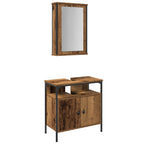 Badezimmermöbel-Set mit Regal mit Tür 2 pcs Braun Holzwerkstoff
