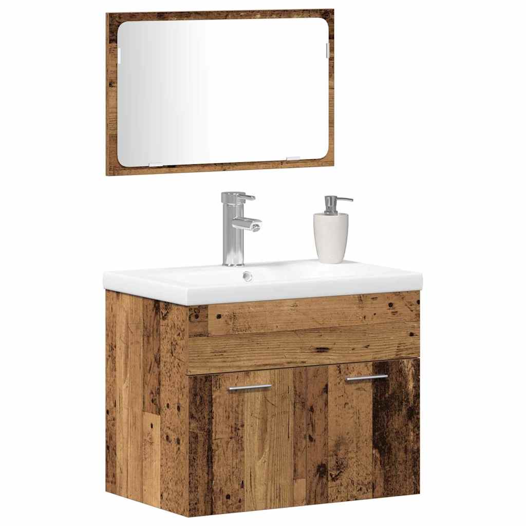 Badezimmermöbel-Set Wandmontiert 3 pcs Altholz Holzwerkstoff