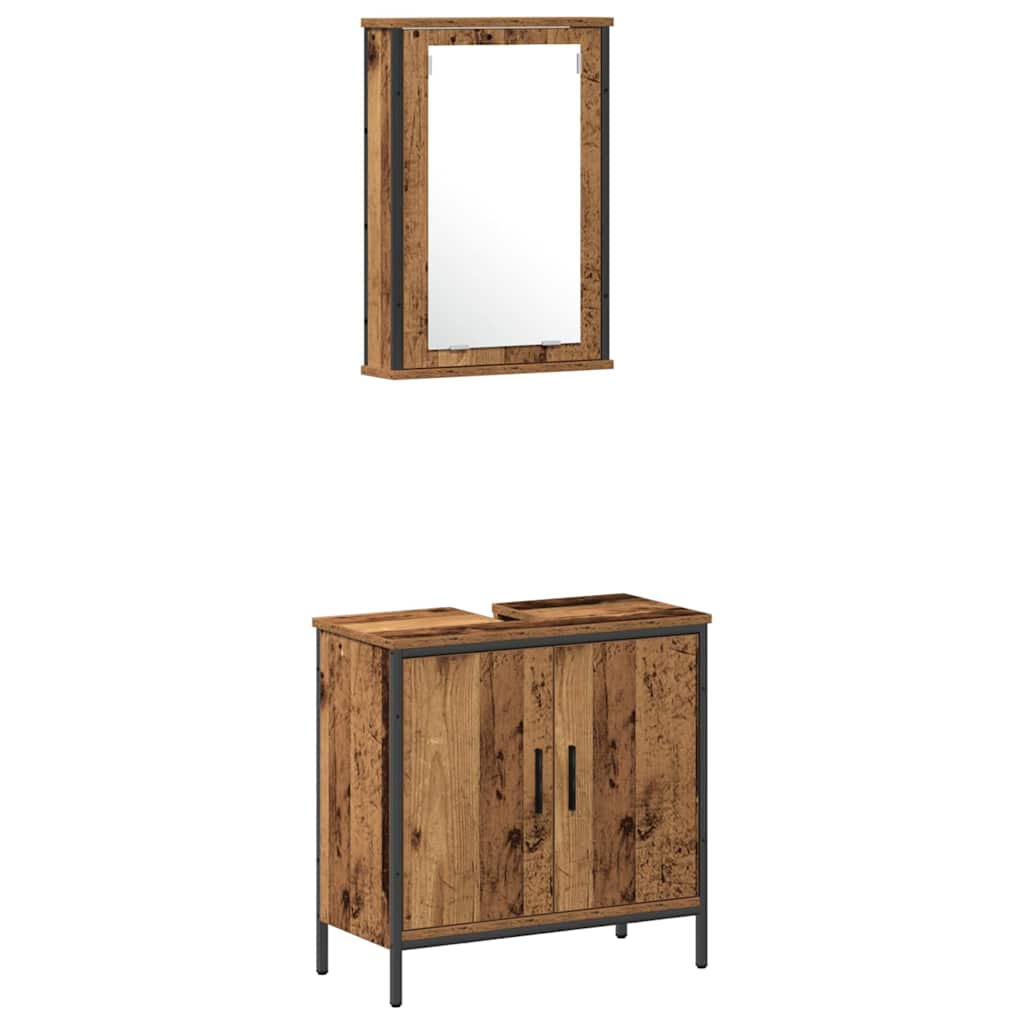 Badezimmermöbel-Set mit Regal mit Tür 3 pcs Braun Holzwerkstoff