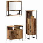 Badezimmermöbel-Set mit Regal mit Tür 3 pcs Braun Holzwerkstoff
