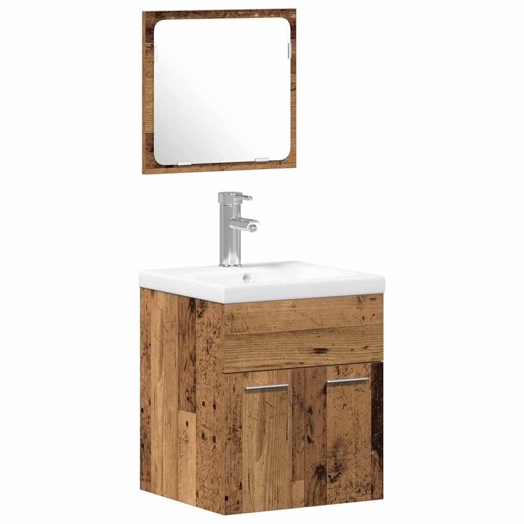 Badezimmermöbel-Set Wandmontiert 4 pcs Altholz Holzwerkstoff