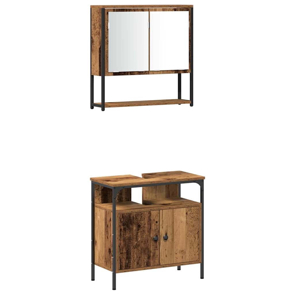 Badezimmermöbel Set mit Regal 4 pcs Altholz Holzwerkstoff
