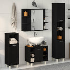 Badezimmermöbel-Set mit Regal 4 pcs Schwarz 30 x 30 x 179,5 cm