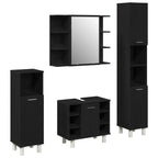 Badezimmermöbel-Set mit Regal 4 pcs Schwarz 30 x 30 x 179,5 cm