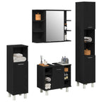 Badezimmermöbel-Set mit Regal 4 pcs Schwarz 30 x 30 x 179,5 cm