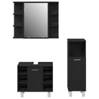 Badezimmermöbel-Set mit Regal 3 pcs Schwarz 30 x 30 x 99,5 cm