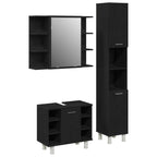 Badezimmermöbel-Set mit Regal 3 pcs Schwarz 30 x 30 x 179,5 cm