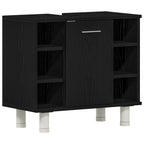 Badezimmermöbel-Set mit Regal 3 pcs Schwarz 30 x 30 x 179,5 cm