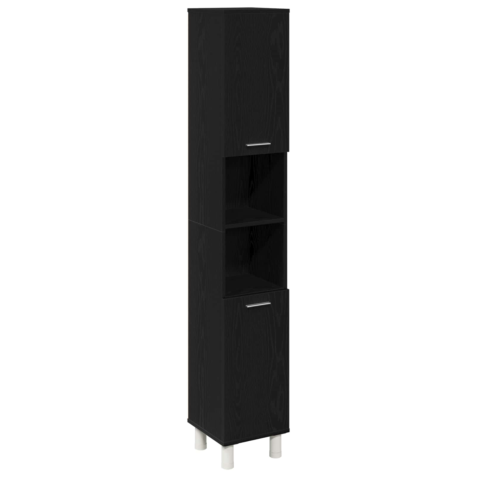 Badezimmermöbel-Set mit Regal 3 pcs Schwarz 30 x 30 x 179,5 cm