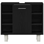 Badezimmermöbel-Set mit Regal 3 pcs Schwarz 30 x 30 x 179,5 cm